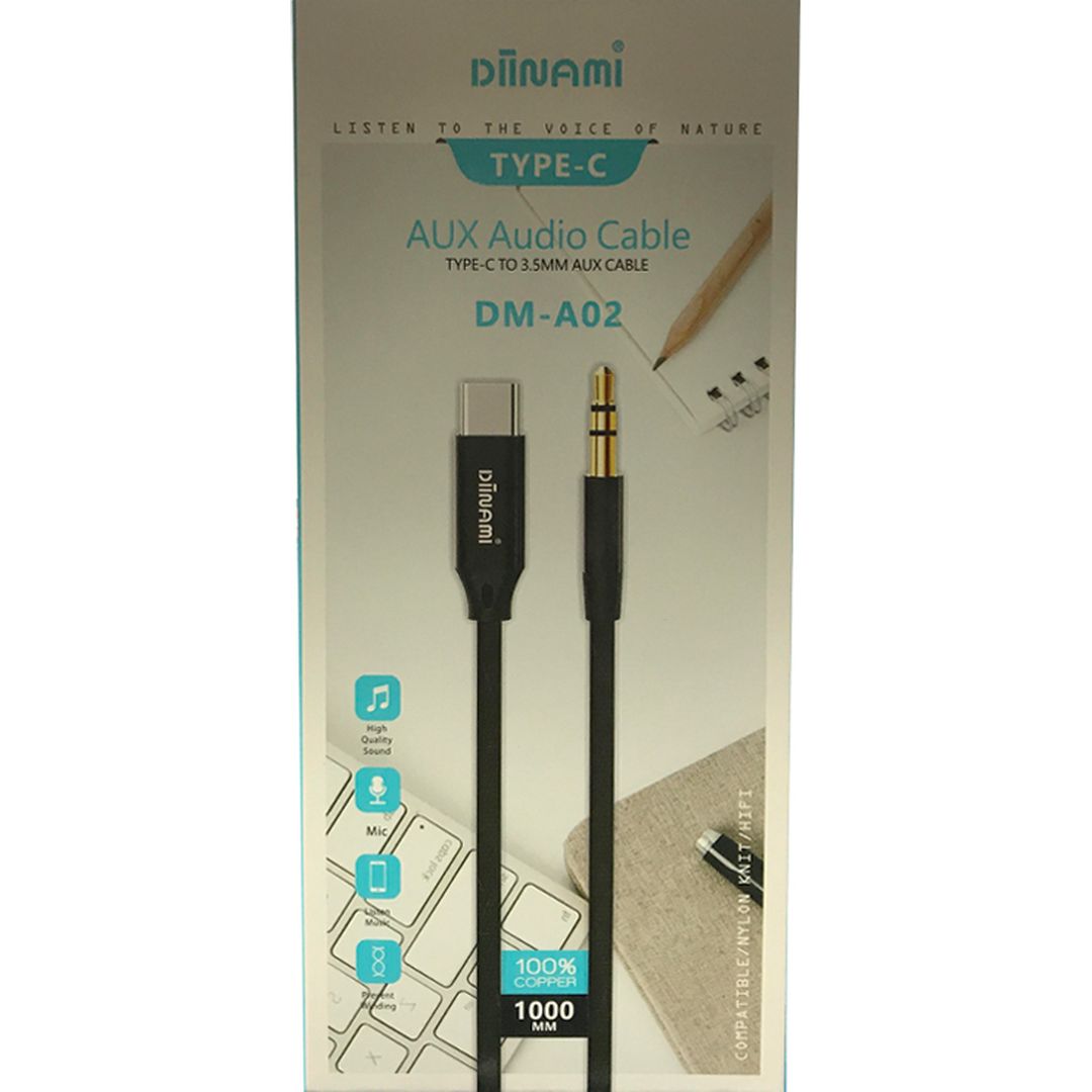 Diinami DM-A02 USB 2.0 Cable USB-C male - 3.5mm male Μαύρο 1m