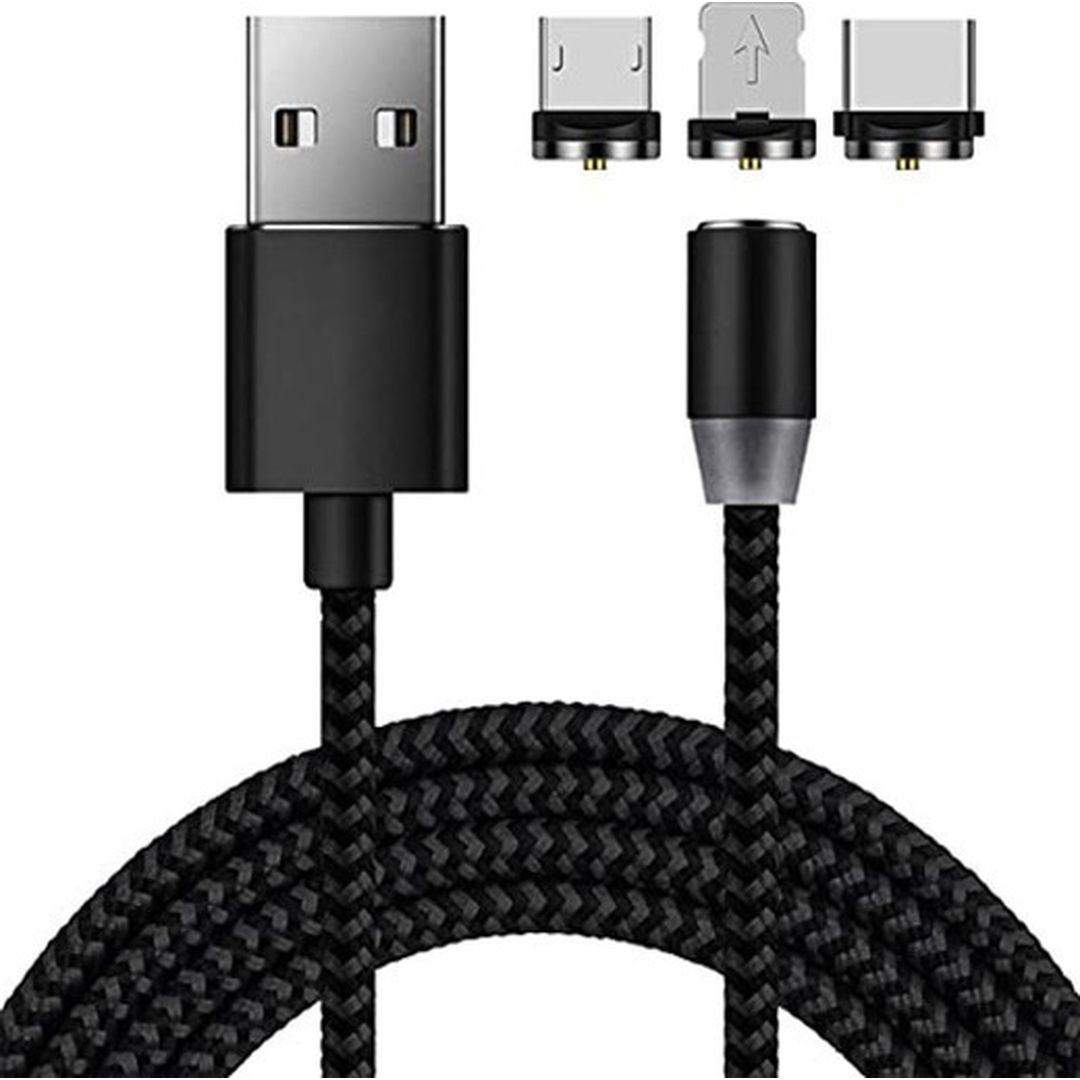 Technovo TN-D009 Magnetic USB to Lightning / Type-C / micro USB Cable Μαύρο 1m