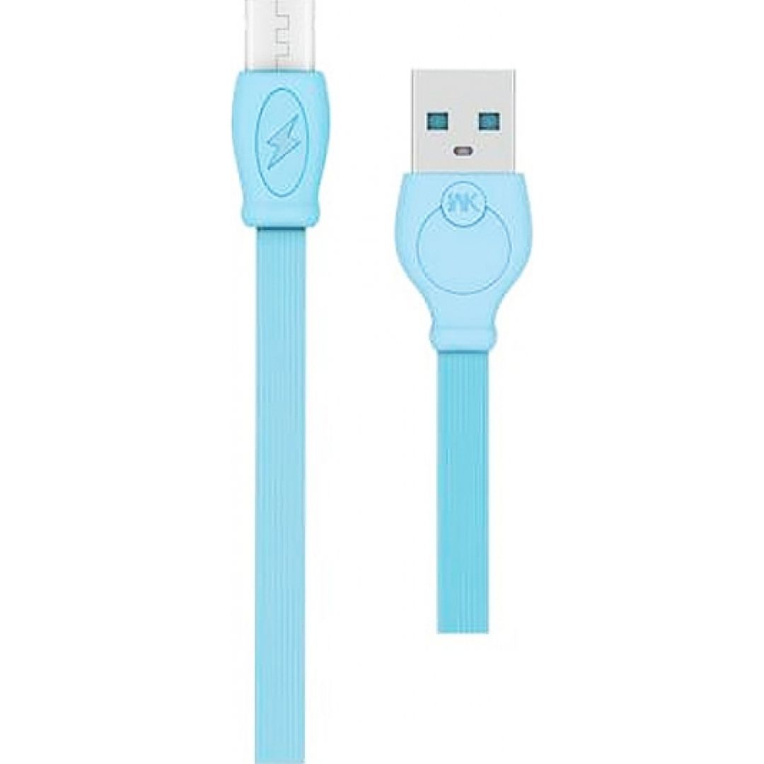 WK Flat USB 2.0 Cable USB-C male - USB-A male Μπλε 1m (WDC-023BL)
