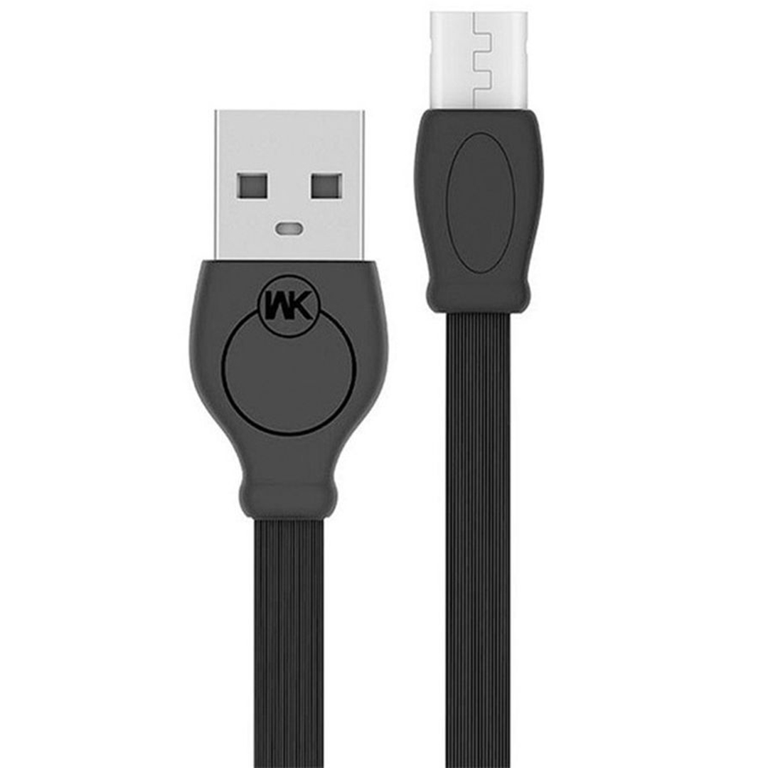 WK Flat USB 2.0 to micro USB Cable Μαύρο 1m (WDC-023BK)