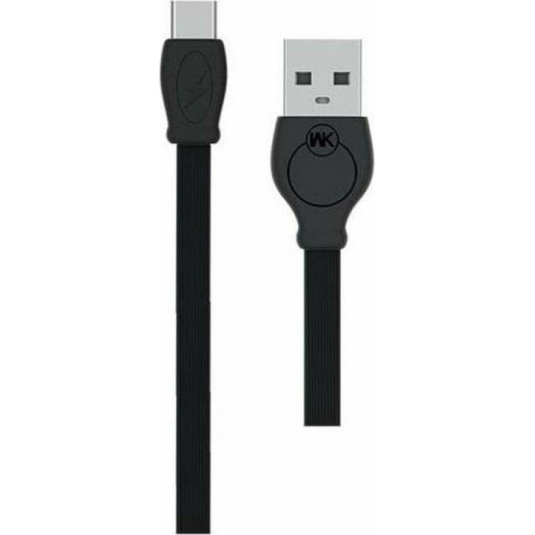 WK Flat USB 2.0 to micro USB Cable Μαύρο 2m (WDC-023BK)