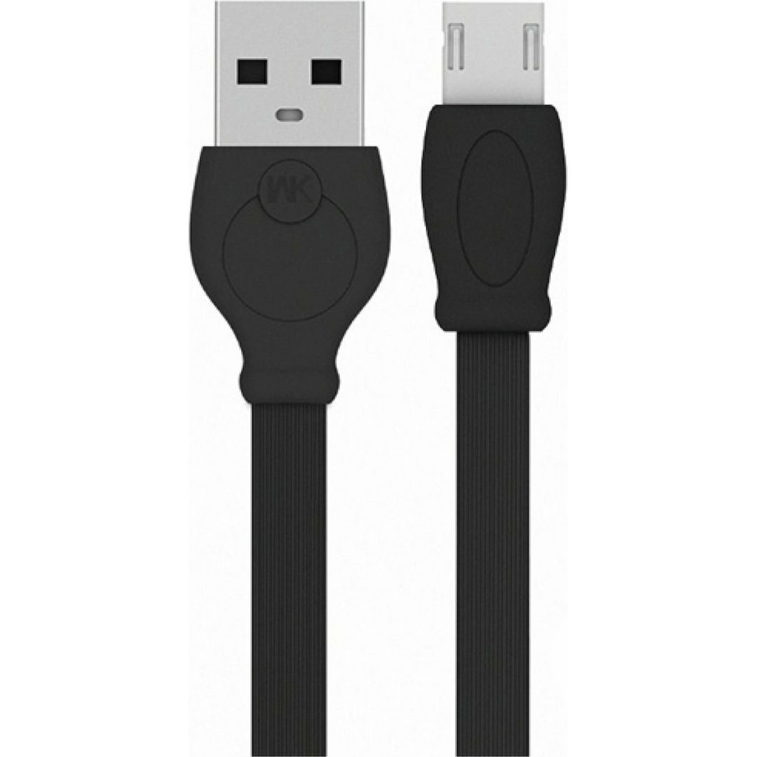 WK Flat USB 2.0 to micro USB Cable Μαύρο 3m (WDC-023BK)