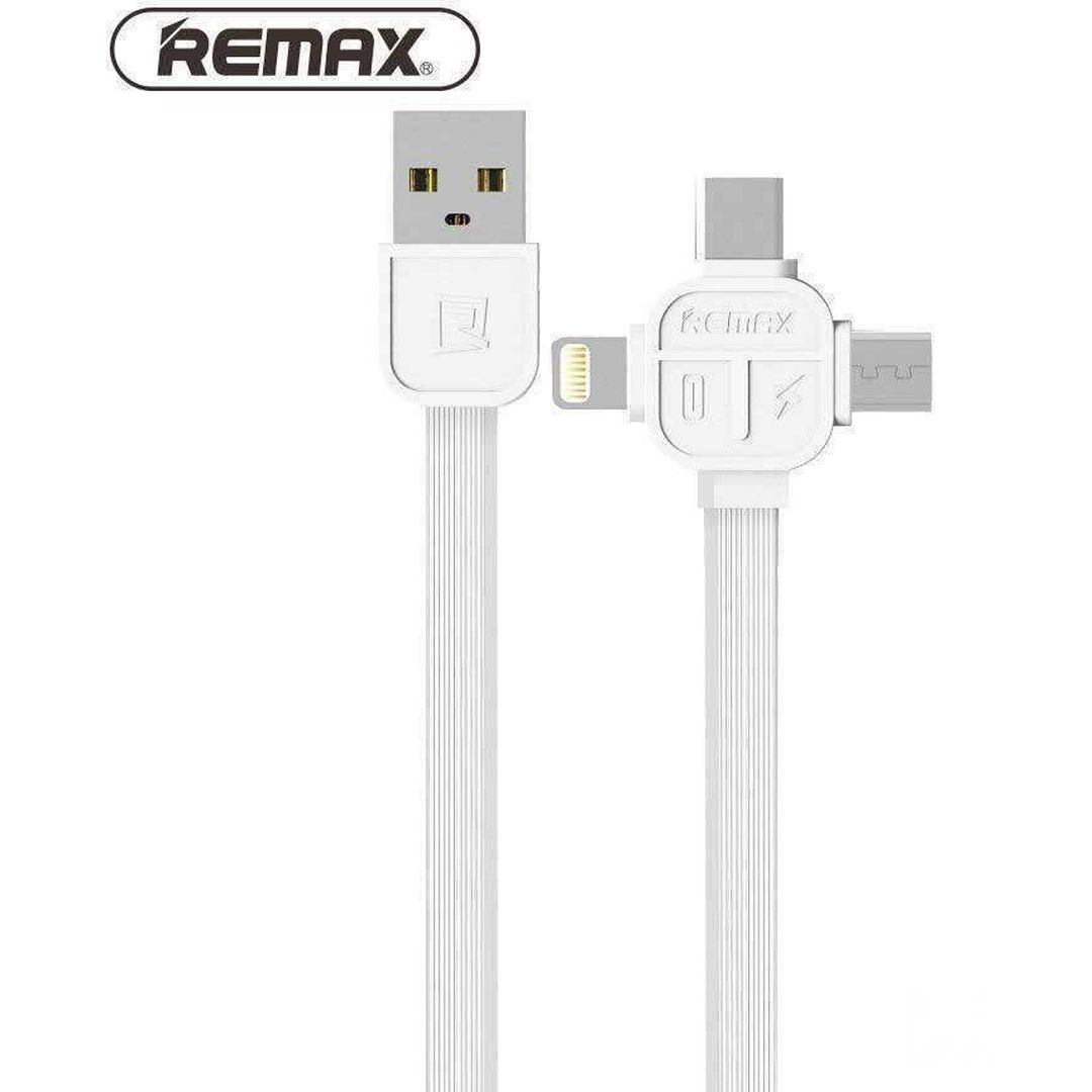 Remax Lesu RC-066th Flat USB to Lightning / Type-C / micro USB Cable 2.1A Λευκό 1m