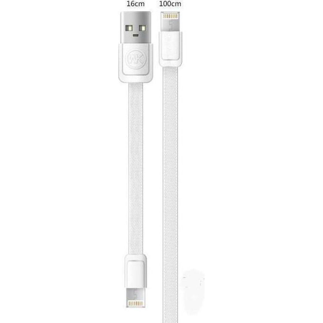 WK WDC-009 Flat USB to Lightning / micro USB Cable Λευκό 1m