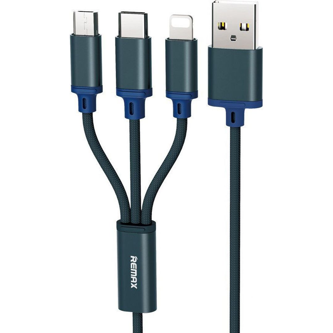 Remax Gition RC-131th Regular USB to micro USB / Type-C / Lightning Cable 2.8A Μπλε 1.15m