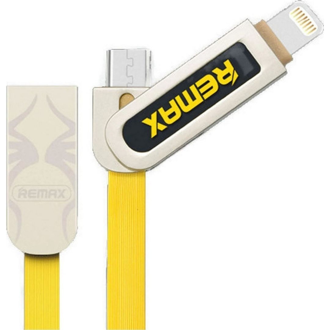 Remax Armor RC-067t Flat USB to Lightning / micro USB Cable Κίτρινο 1m
