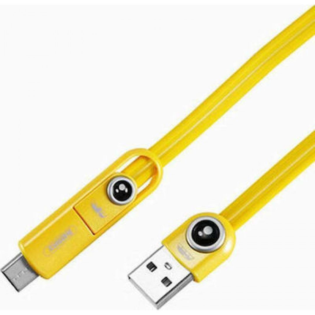 Remax Cutie RC-073th Flat USB to Lightning / Type-C Cable 2.1A Κίτρινο 1m