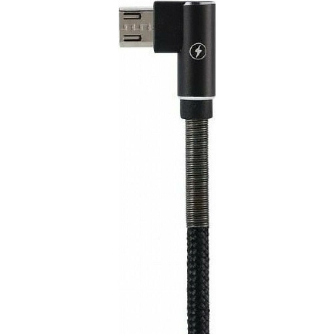 Remax Angle (90°) / Braided USB 2.0 to micro USB Cable Μαύρο 119m (RC-119m)