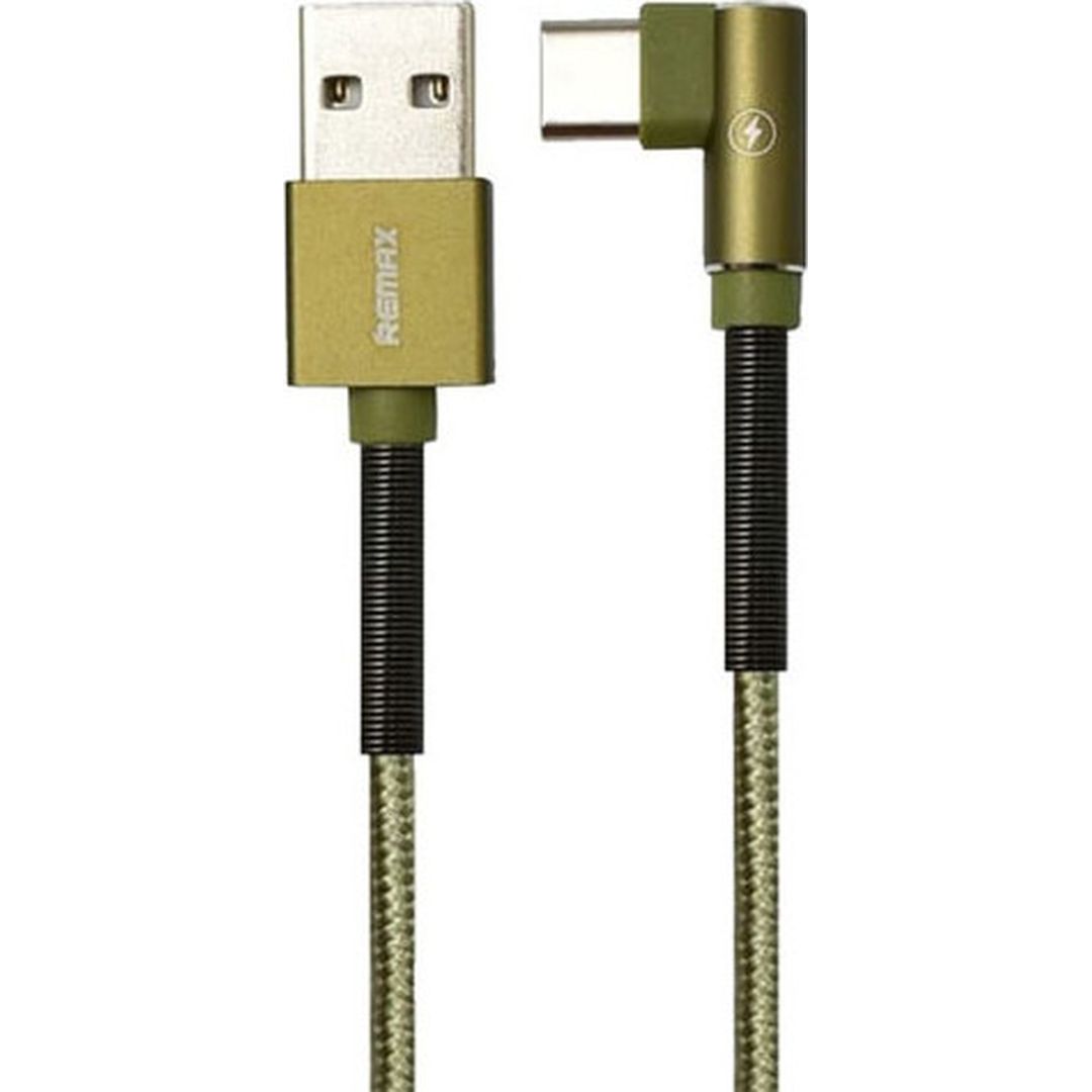 Remax RC-119a Angle (90°) / Braided USB 2.0 Cable USB-C male - USB-A male Πράσινο 1m ()