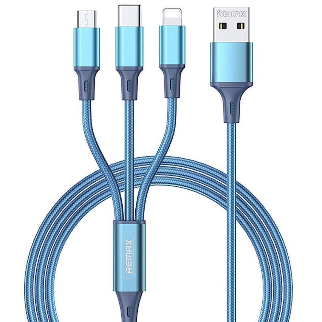 Remax Gition RC-189th Braided USB to Lightning / micro USB / Type-C Cable 3.1A Μπλε 1.2m