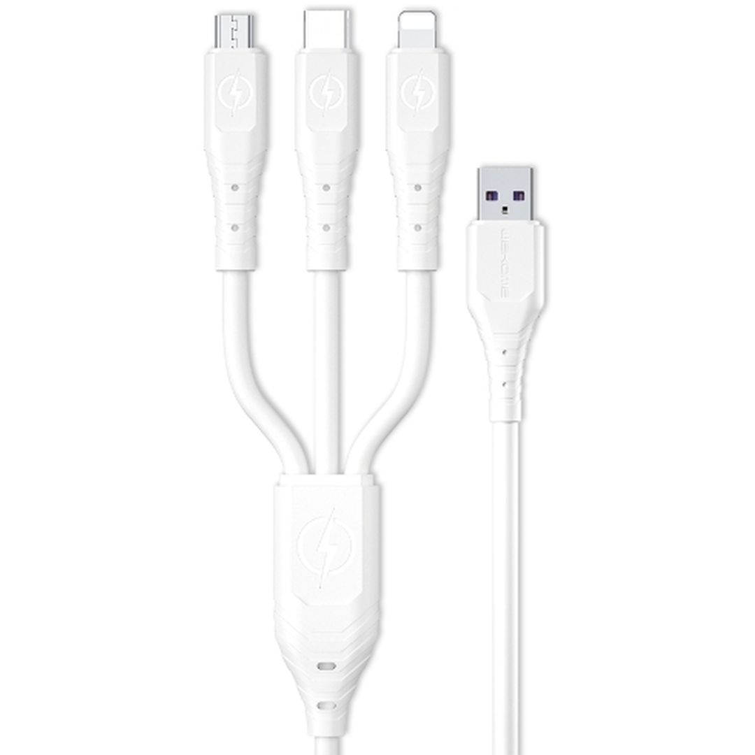WK WDC-153 Regular USB to micro USB / Type-C / Lightning Cable Λευκό 1.2m
