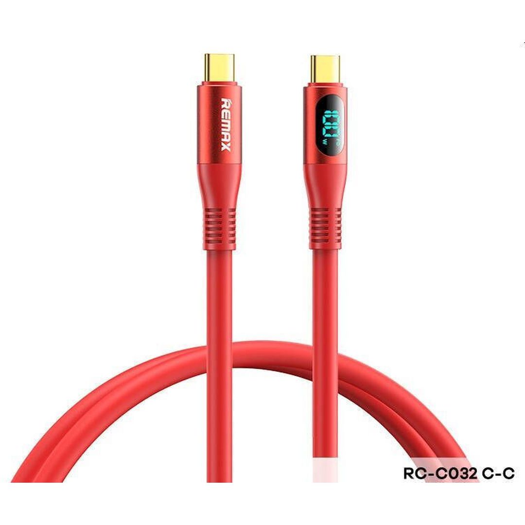 Remax RC-C032 Zisee LED USB 2.0 Cable USB-C male - USB-C male Κόκκινο 1.2m