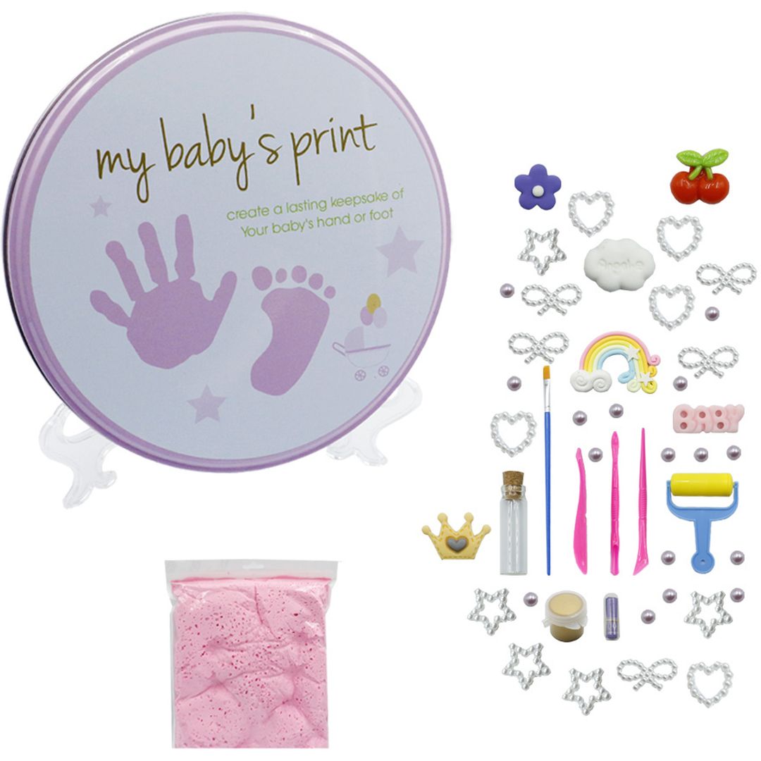 Αναμνηστικό Αποτύπωμα DIY Baby Handprint & Footprint με Αξεσουάρ για Κορίτσια Ροζ
