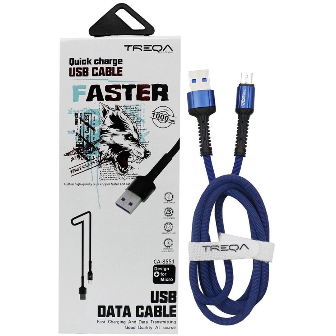 Καλώδιο Γρήγορης Φόρτισης και Μεταφοράς Δεδομένων 1m USB 3.1A σε Micro USB Treqa CA-8551 Μπλε