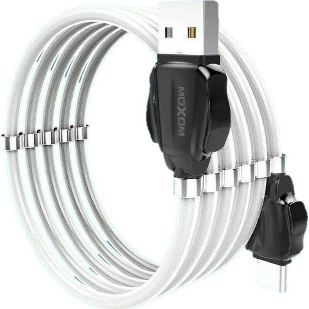 Moxom Tidy-Tangle Free Magnetic USB 2.0 Cable USB-C male - USB-A male Λευκό 1m (MX-CB46)