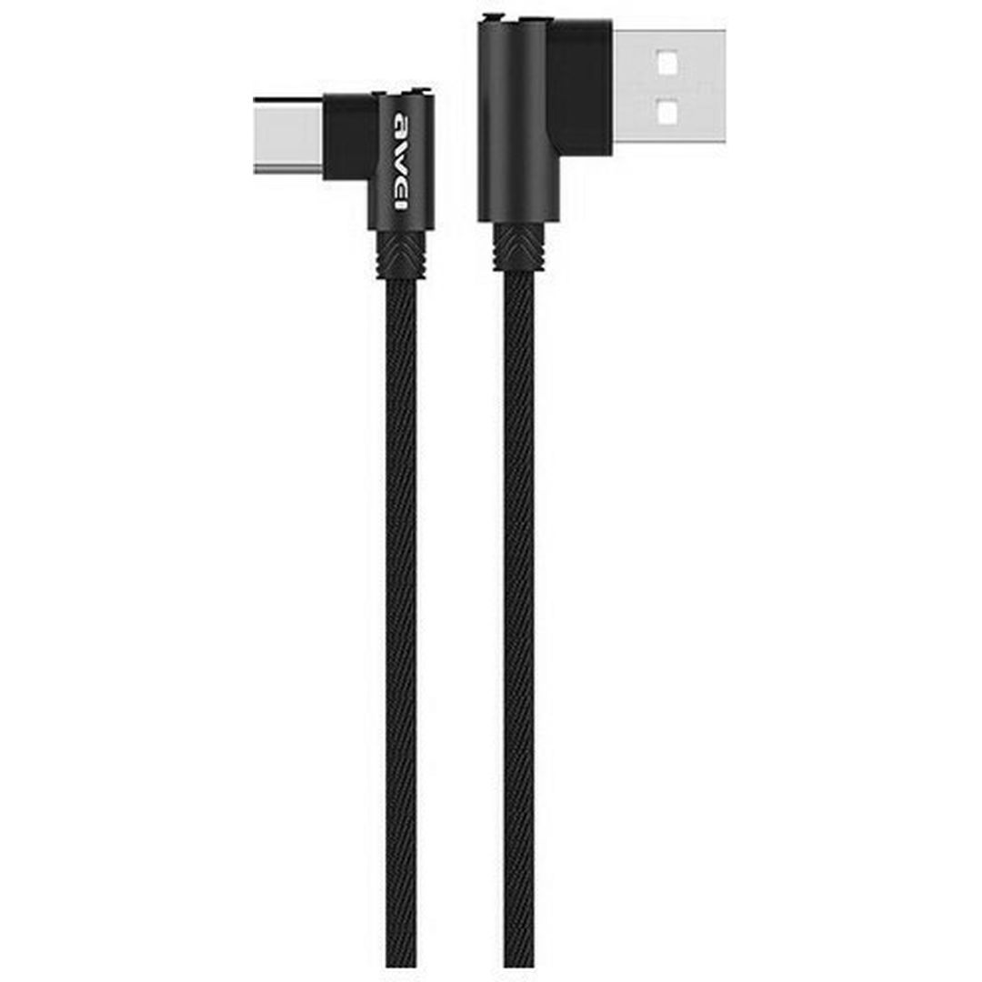 Awei Regular USB 2.0 Cable USB-C male - USB-A male Μαύρο 1.2m (CL-33)