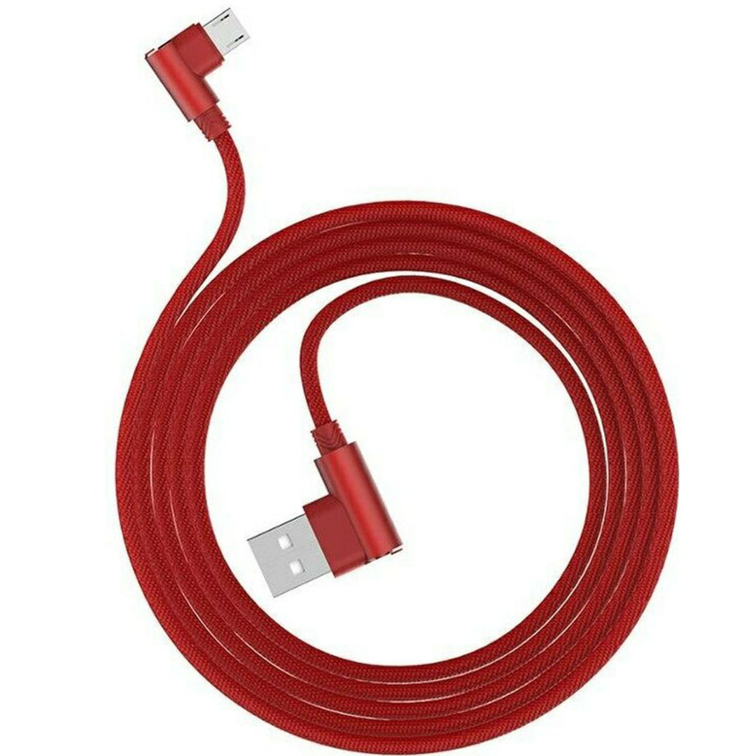 Awei Angle (90°) / Braided to micro USB Cable Κόκκινο 1.2m (CL-56)