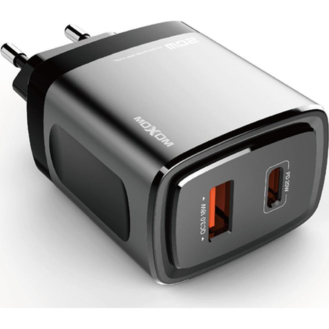 Moxom Φορτιστής Χωρίς Καλώδιο με Θύρα USB-A και Θύρα USB-C 18W Quick Charge 3.0 Μαύρος (MX-HC66)