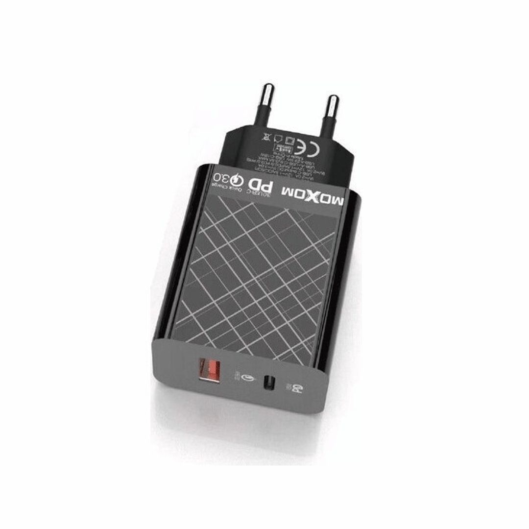 Moxom Φορτιστής Χωρίς Καλώδιο με Θύρα USB-A και Θύρα USB-C 45W Power Delivery Μαύρος (MX-HC98)