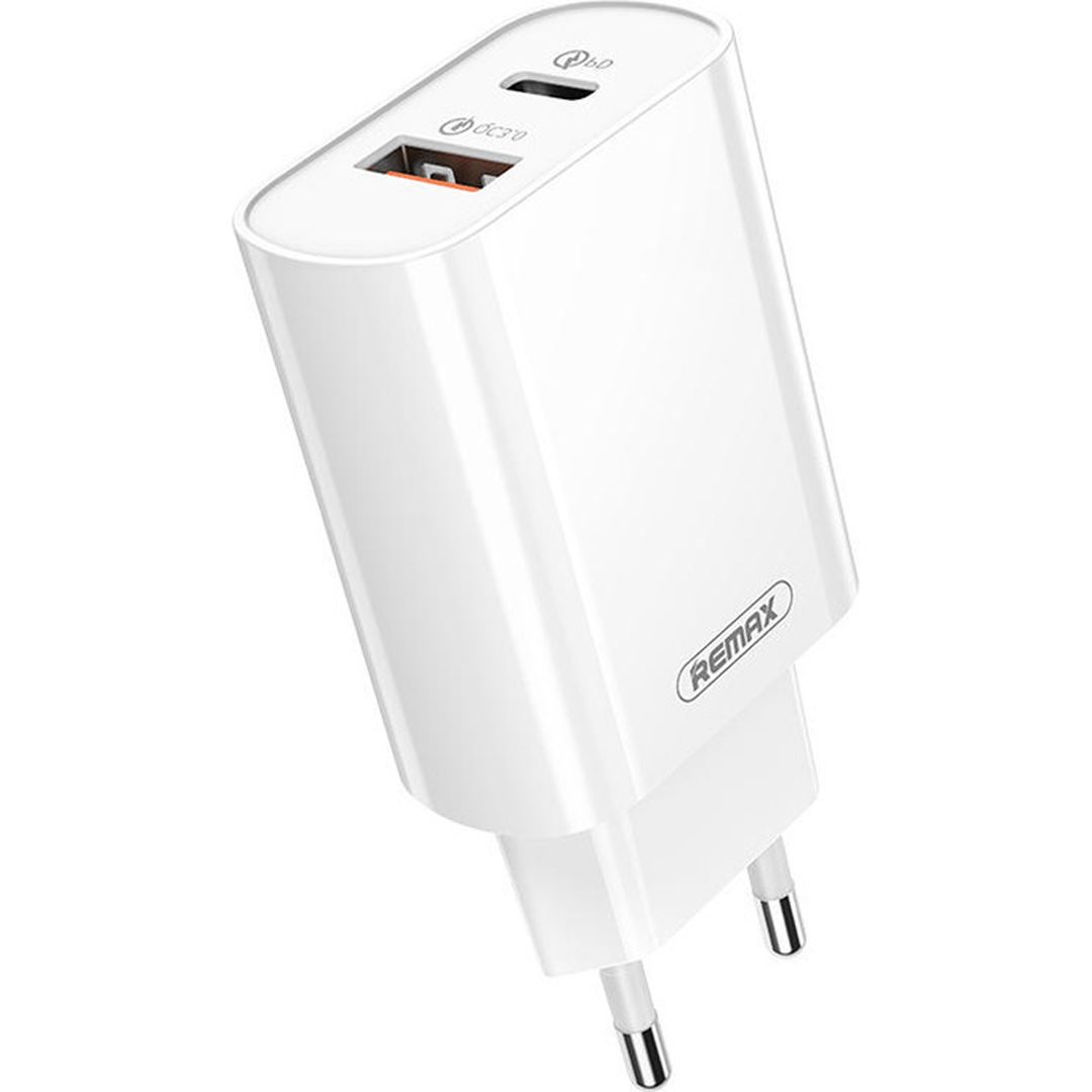 Remax Φορτιστής Χωρίς Καλώδιο με Θύρα USB-A και Θύρα USB-C 18W Quick Charge 3.0 Λευκός (RP-U37)