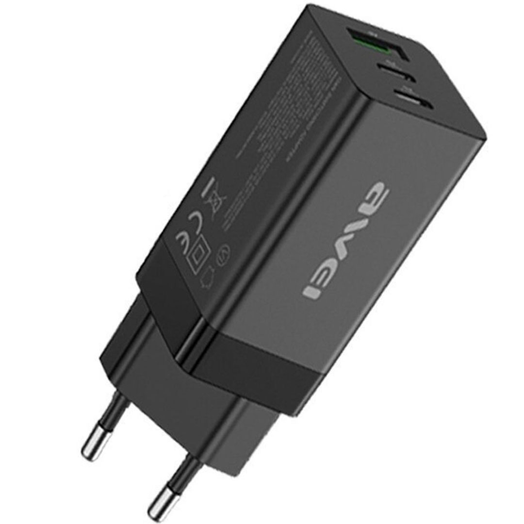 Awei Φορτιστής Χωρίς Καλώδιο με Θύρα USB-A και 2 Θύρες USB-C 65W Power Delivery Μαύρος (PD9)