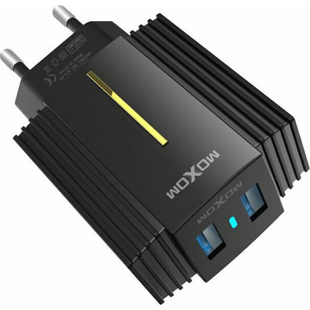 Moxom Φορτιστής Χωρίς Καλώδιο με 2 Θύρες USB-A Μαύρος (MX-HC11)