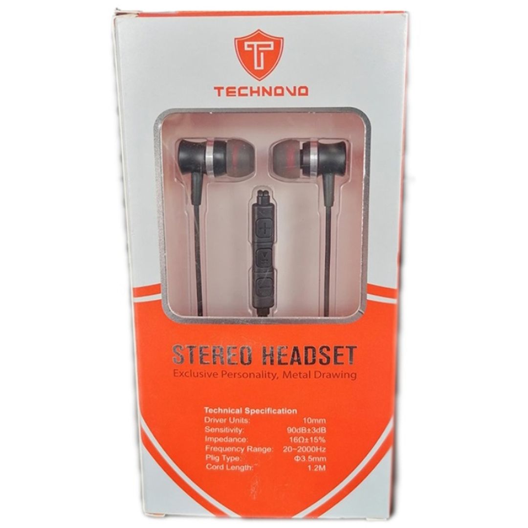 Technovo TN-A002 In-ear Handsfree με Βύσμα 3.5mm Μαύρο