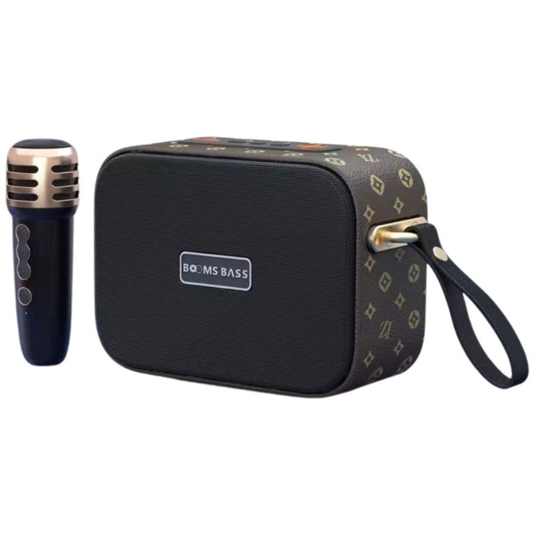 Μίνι ηχείο bluetooth karaoke με μικρόφωνο boombass M2101 wireless μαύρο-καφέ