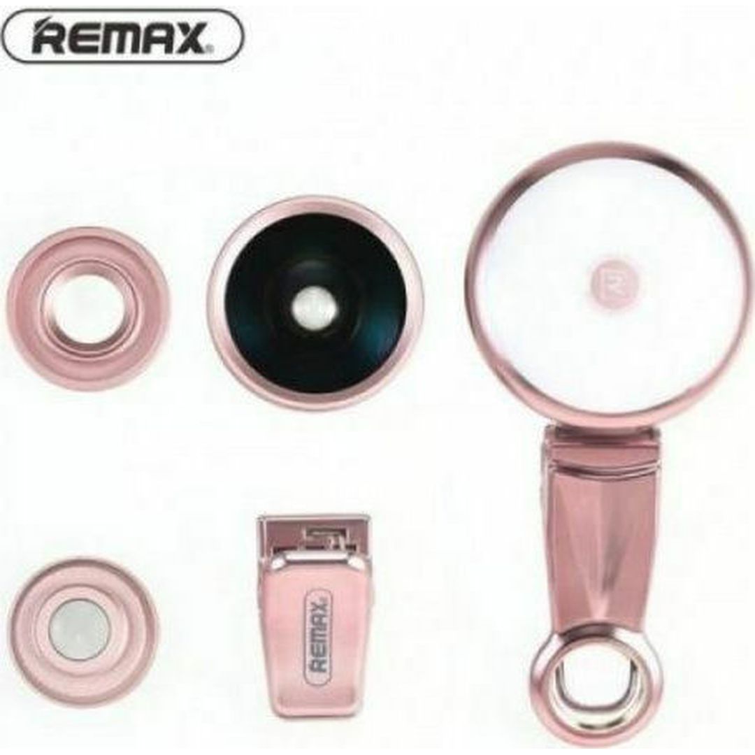 Remax Aipai Clip Ροζ Χρυσό με Fish Eye / Wide View / 50X Macro Lens + Spotlight