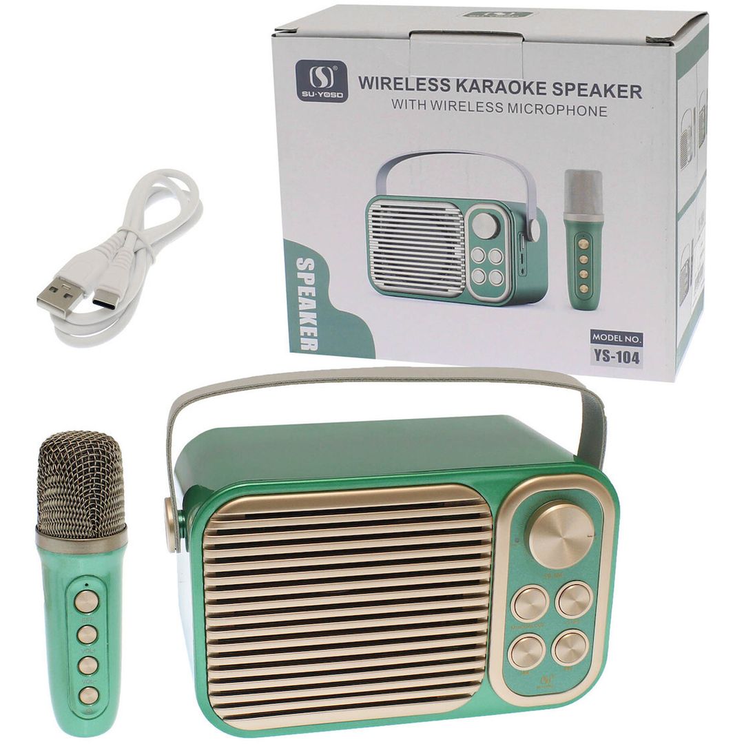 Σύστημα Karaoke με Ασύρματo Μικρόφωνo YS-104 σε Πράσινο Χρώμα