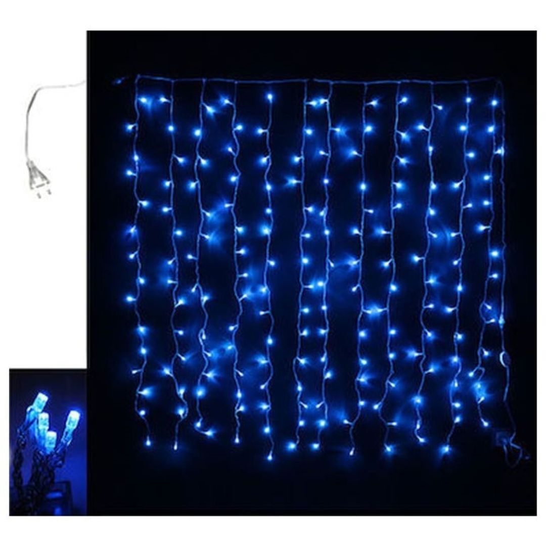 Λαμπάκια LED 3μ x 80εκ Μπλε τύπου Κουρτίνα με Διαφανές Καλώδιο 17271-45