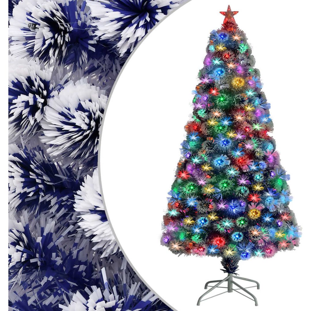 Χριστουγεννιάτικο Δέντρο Λευκό Στολισμένο 120εκ με Μεταλλική Βάση και Φωτισμό LED 328455