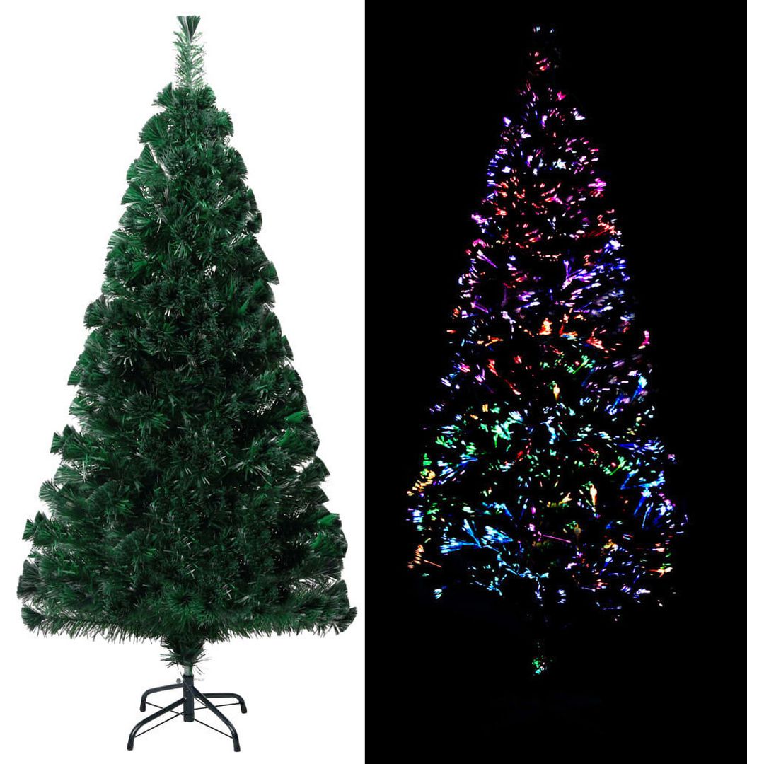Χριστουγεννιάτικο Δέντρο Πράσινο 120εκ με Μεταλλική Βάση και Φωτισμό Οπτικών Ινών 321026