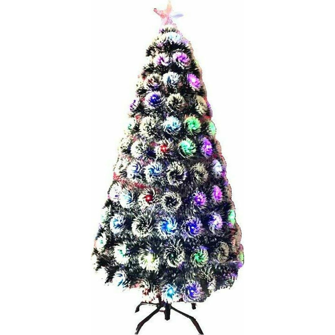 Χριστουγεννιάτικο Δέντρο Πράσινο 120εκ με Μεταλλική Βάση και Φωτισμό Οπτικών Ινών 6476-21