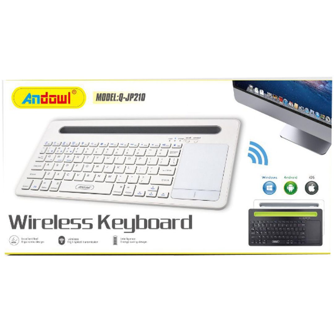 Andowl Q-JP210 Ασύρματο Bluetooth Πληκτρολόγιο με Touchpad Αγγλικό US Λευκό