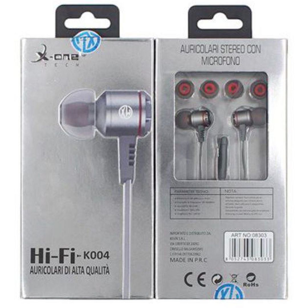 X-One K004 In-ear Handsfree με Βύσμα 3.5mm Γκρι