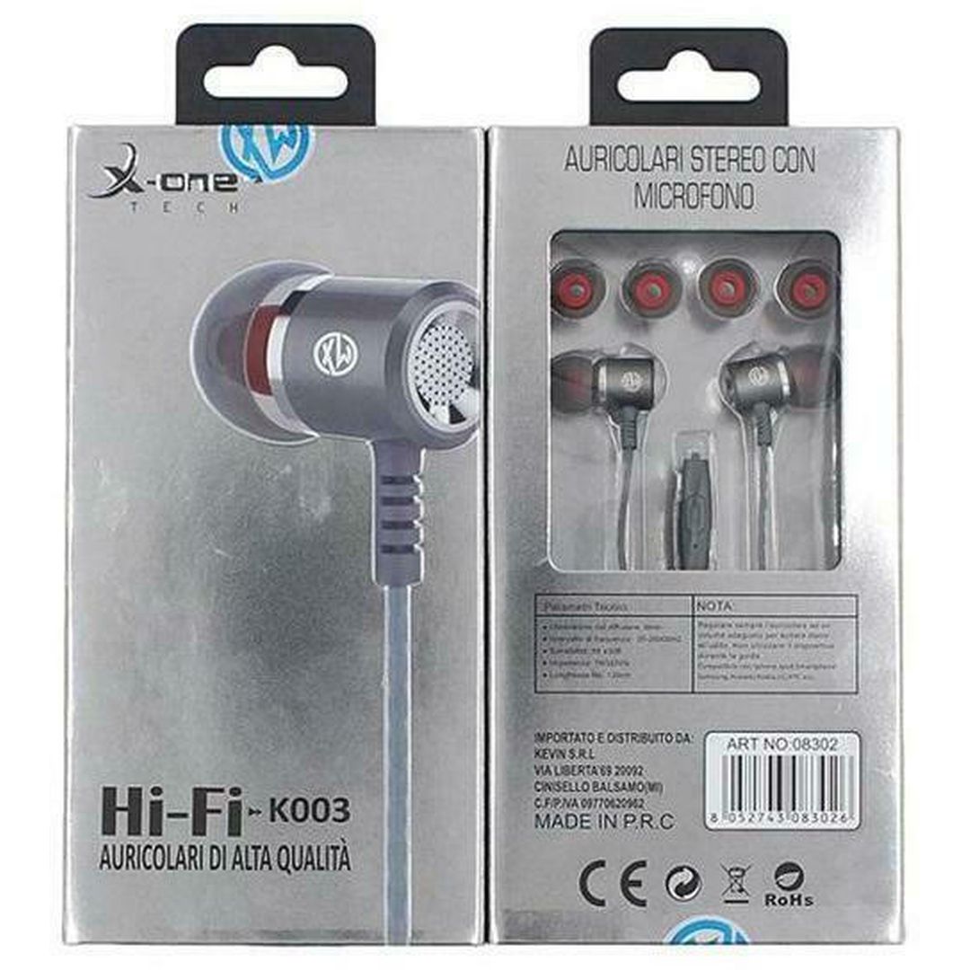 X-One K003 In-ear Handsfree με Βύσμα 3.5mm Γκρι