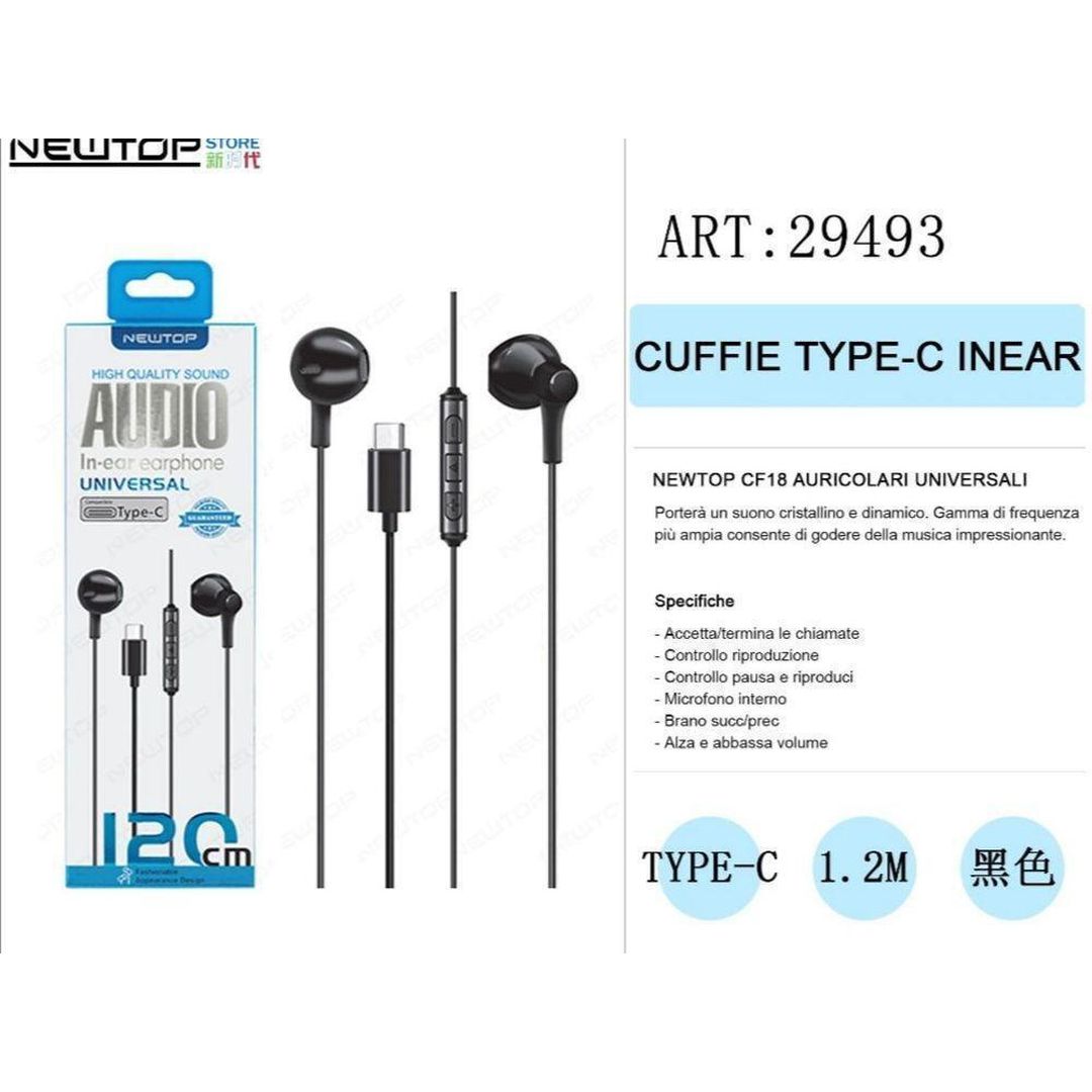 Newtop CF16 In-ear Handsfree με Βύσμα USB-C Μαύρο