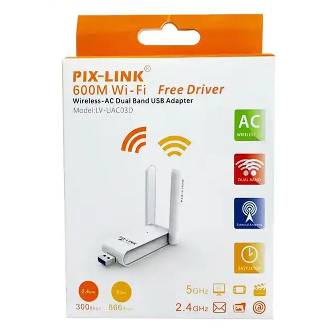 Pix-Link 2.4/5GHZ Ασύρματος USB Αντάπτορας Δικτύου 600Mbps