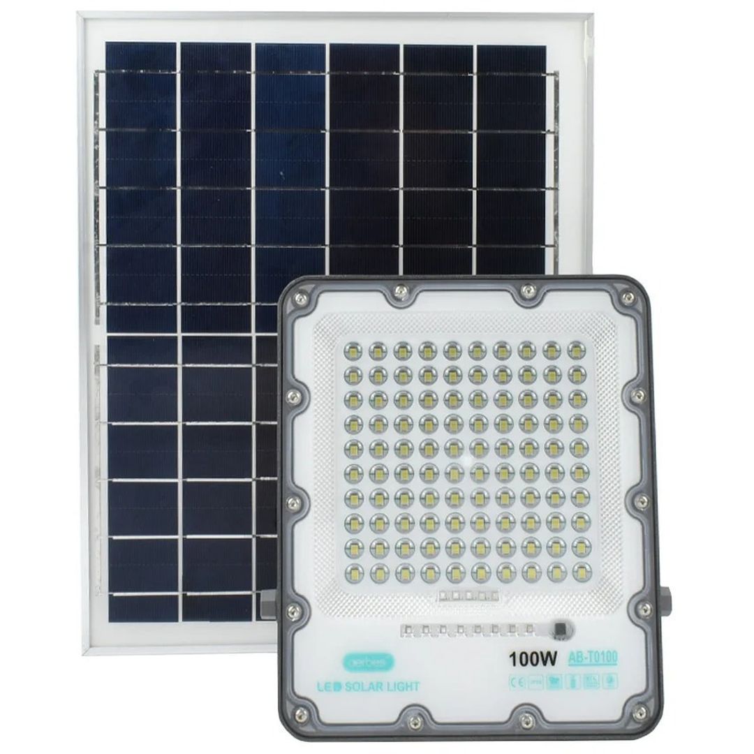Στεγανός Ηλιακός Προβολέας LED 100W με Τηλεχειριστήριο IP66 AB-T0100