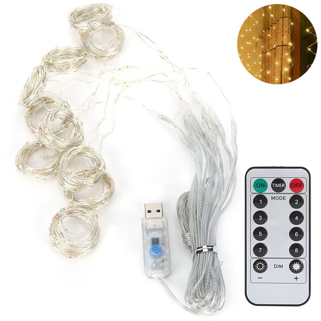 LED Λαμπάκια Κουρτίνα USB σε Σειρά 3mx3m με Θερμό Λευκό Φωτισμό – Ασημί Καλώδιο – 8 Λειτουργίες – Dimmable BX-017