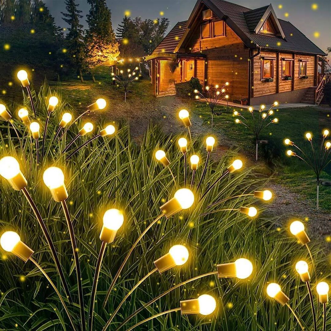 Σετ Αδιάβροχα Ηλιακά Καρφωτά – Χωνευτά Φωτάκια Κήπου 2τμχ με 8 LED σε Θερμό Λευκό Φωτισμό DY-2