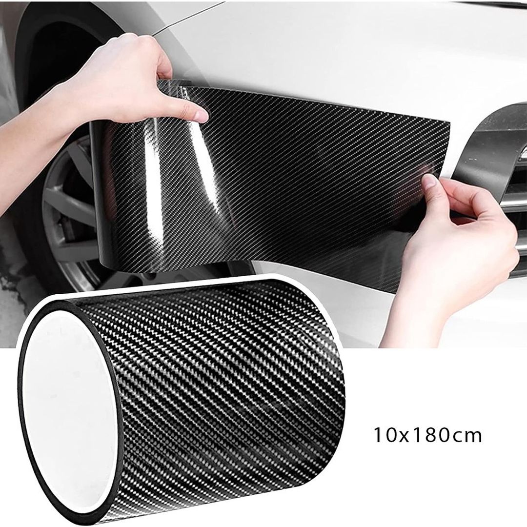 Διακοσμητική Προστατευτική Αυτοκόλλητη Ταινία Αυτοκινήτου Carbon 10x180cm σε Μαύρο Χρώμα CD-076