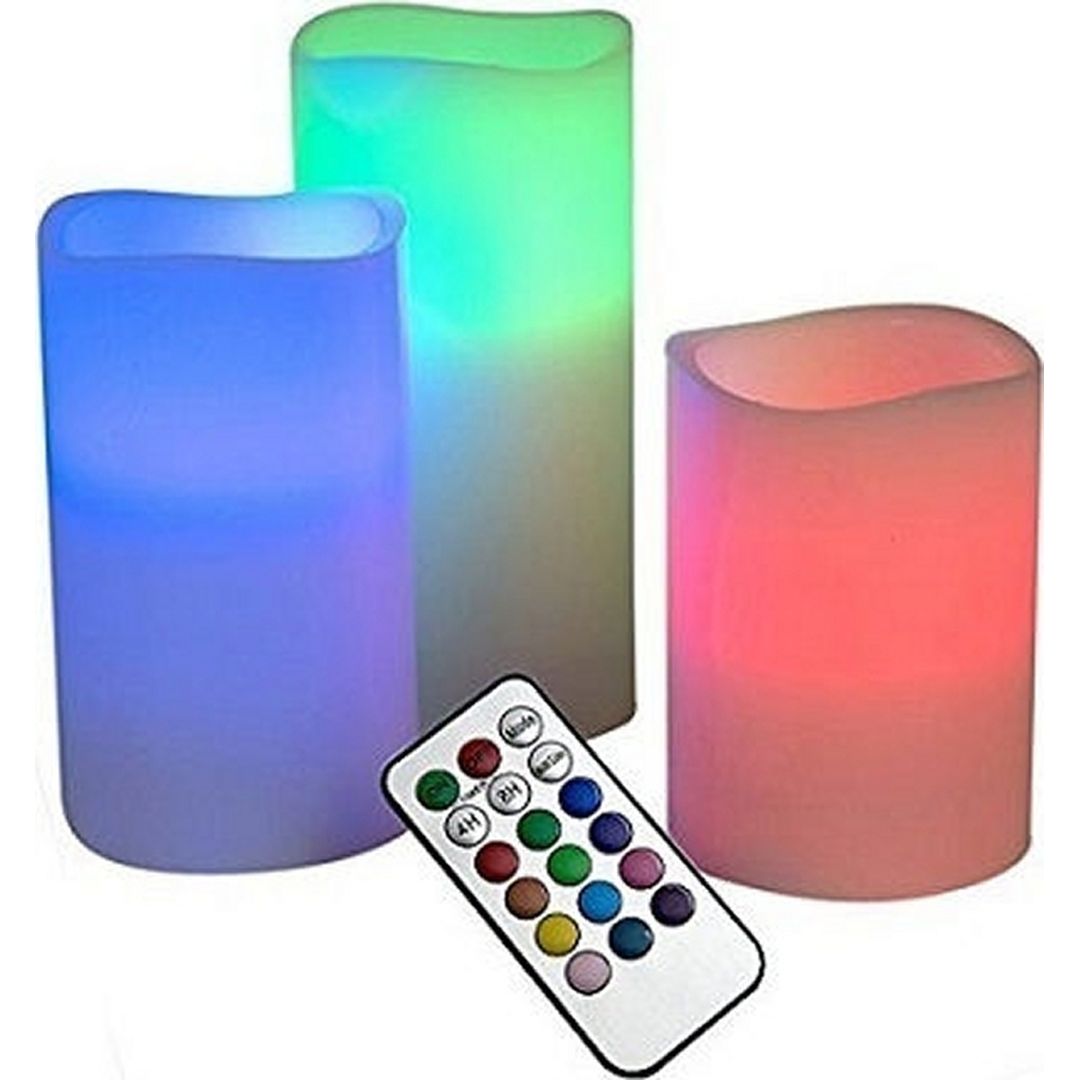 Διακοσμητικό Φωτιστικό με Φωτισμό RGB Κερί LED Μπαταρίας με Άρωμα Βανίλιας 3τμχ με Τηλεχειριστήριο Πολύχρωμο 37869
