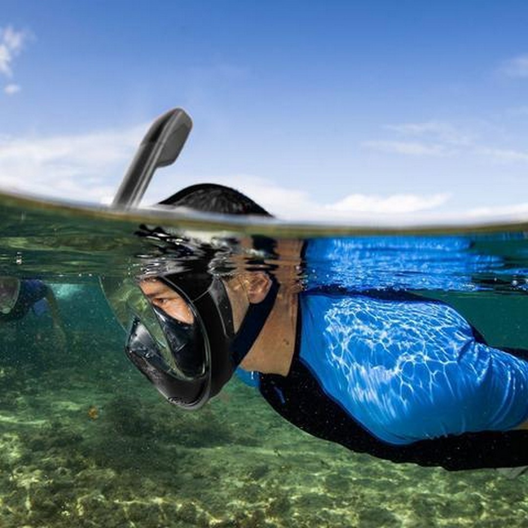 Μάσκα θαλάσσης full face με αναπνευστήρα και βάση για Action Camera