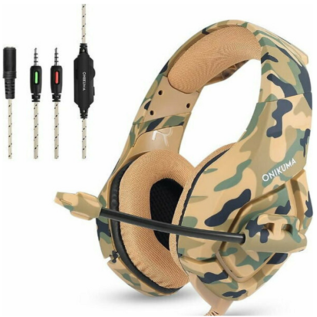 Camouflage over ear gaming headset με σύνδεση 3.5mm Onikuma K1-B χρωματισμός παραλλαγής καφέ