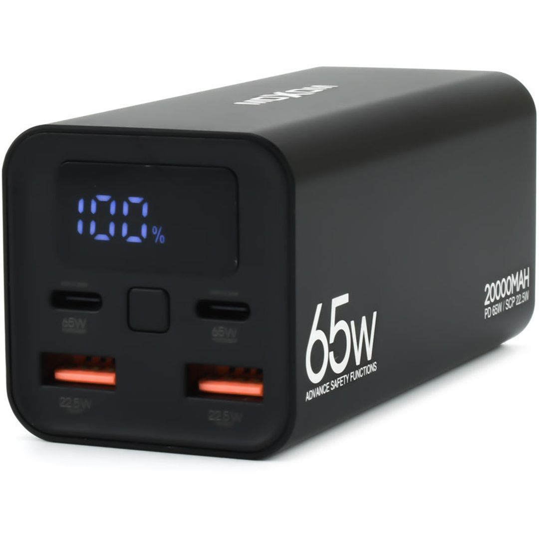 Moxom MX-PB72 Power Bank 20000mAh 65W με 2 Θύρες USB-A και 2 Θύρες USB-C Power Delivery Μαύρο