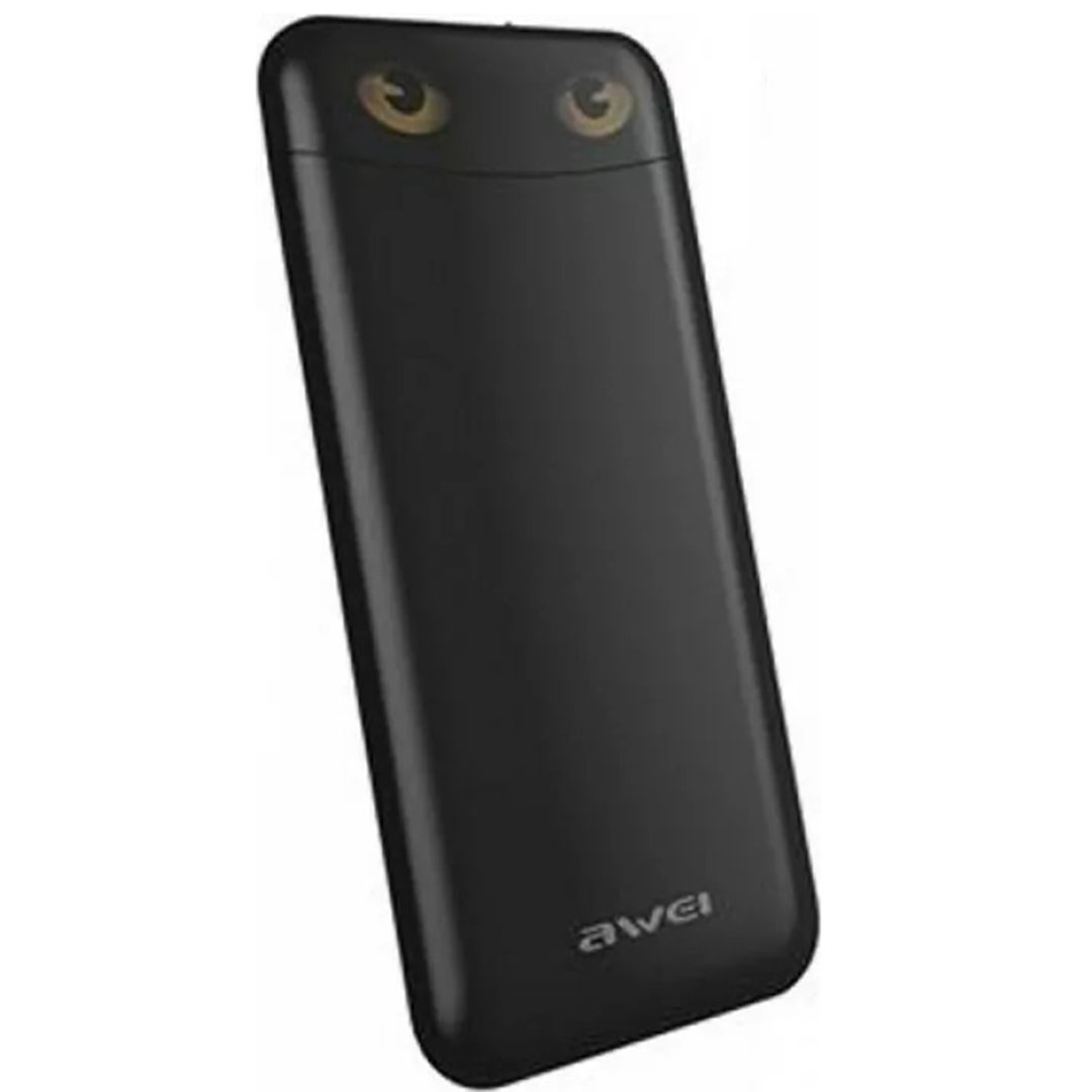 Power Bank 10000mAh, μικρή φορητή μπαταρία για κινητά, κάμερες και tablet  Awei P68K σε μαύρο χρώμα