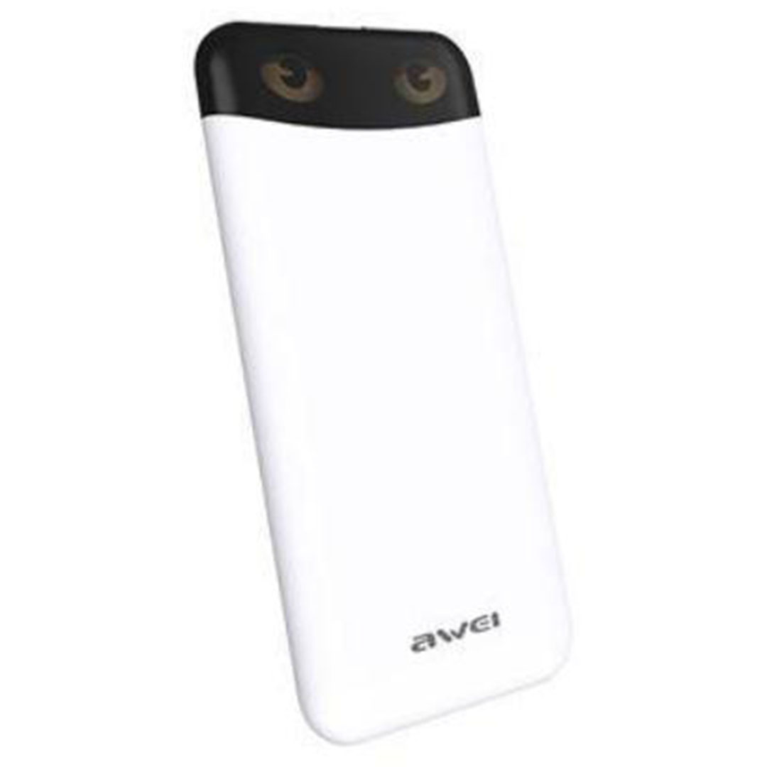 Power Bank 10000mAh, μικρή φορητή μπαταρία για κινητά, κάμερες και tablet  Awei P68K σε άσπρο χρώμα