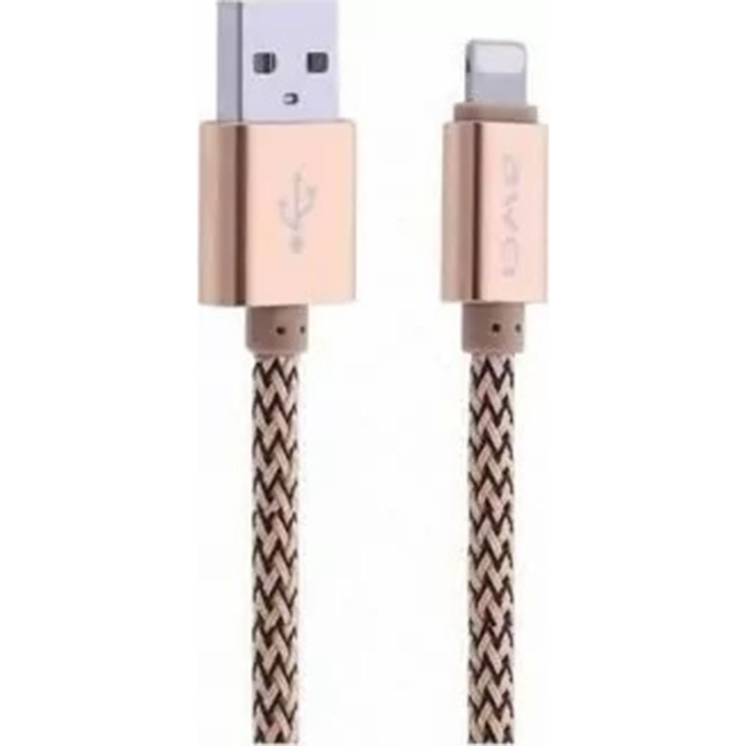 Braided USB to lightning cable 1m Awei CL-300 σε ροζ-χρυσό χρώμα